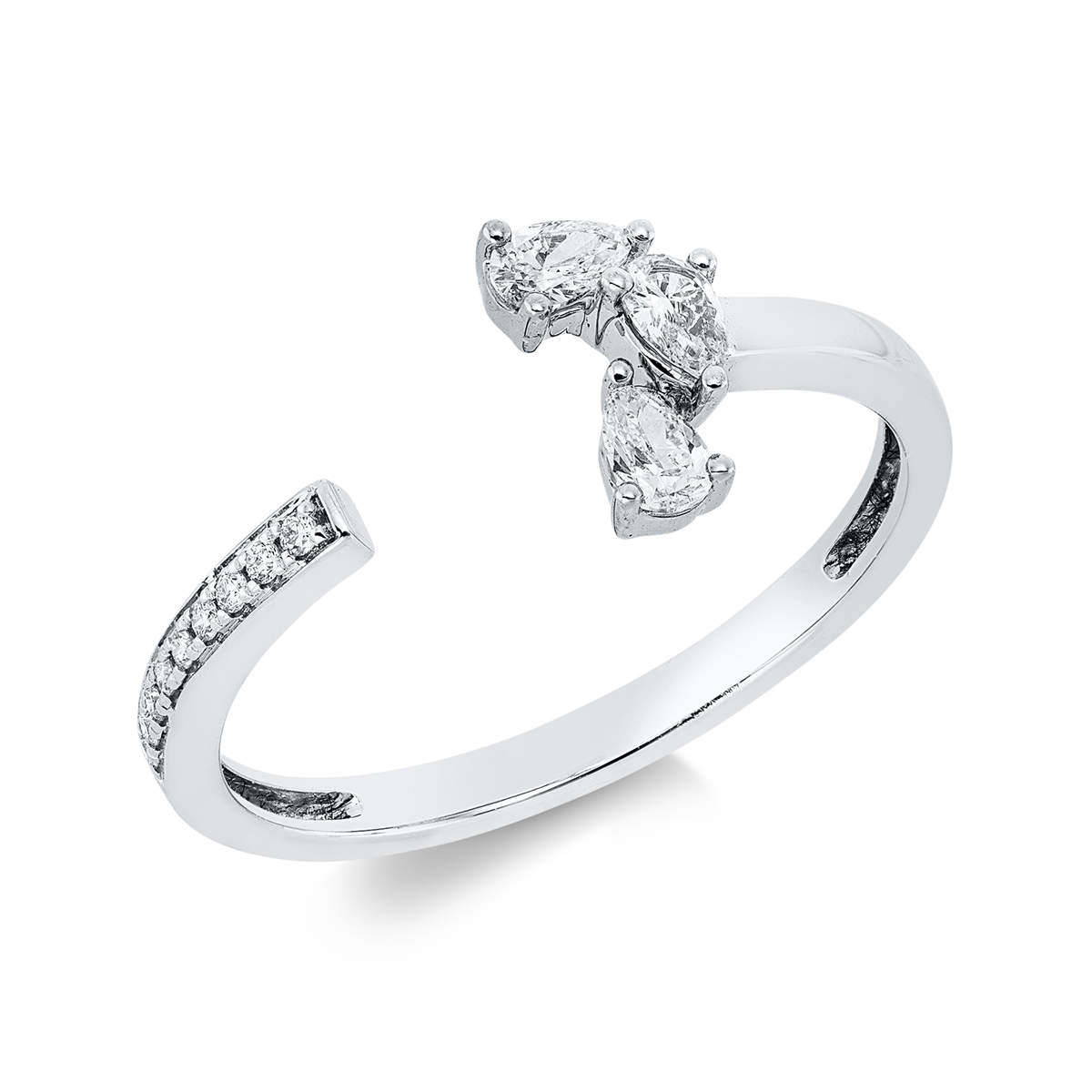diamond full cut  modern woman ring in white gold
