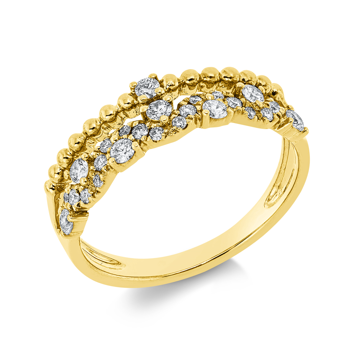 diamond full cut  modern woman ring in yellow gold
