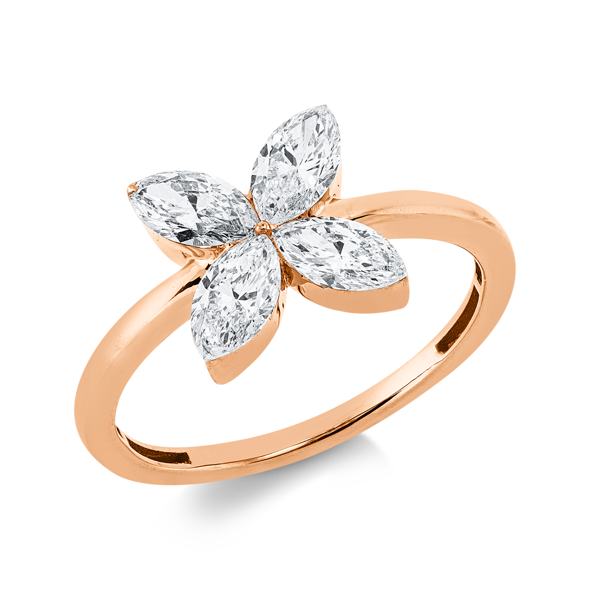 marquise  modern woman ring in red gold