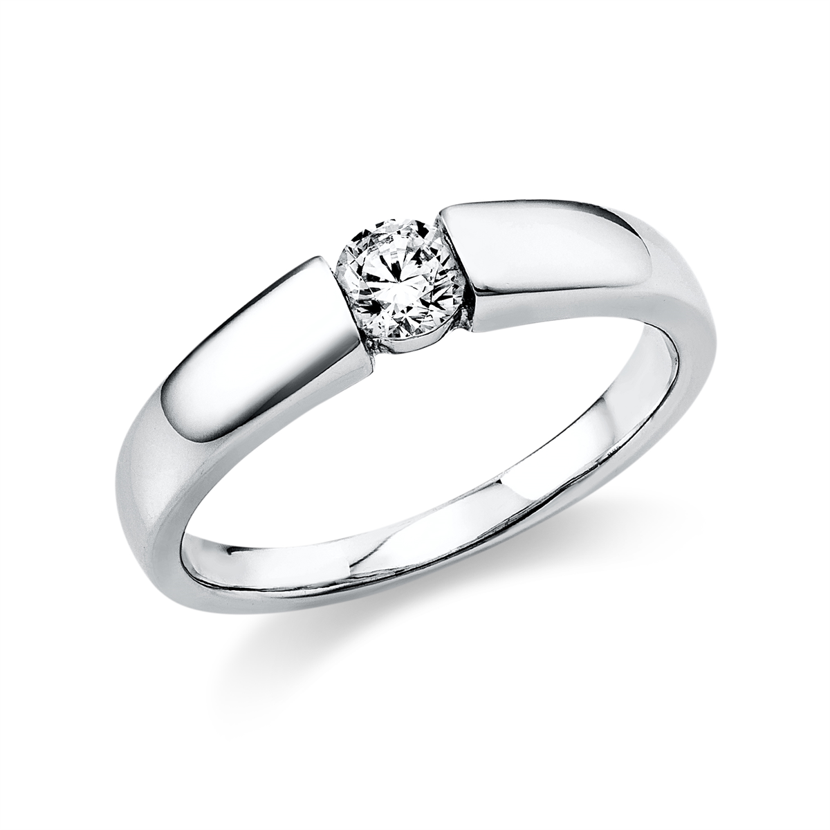diamond full cut  solitaire ring in white gold