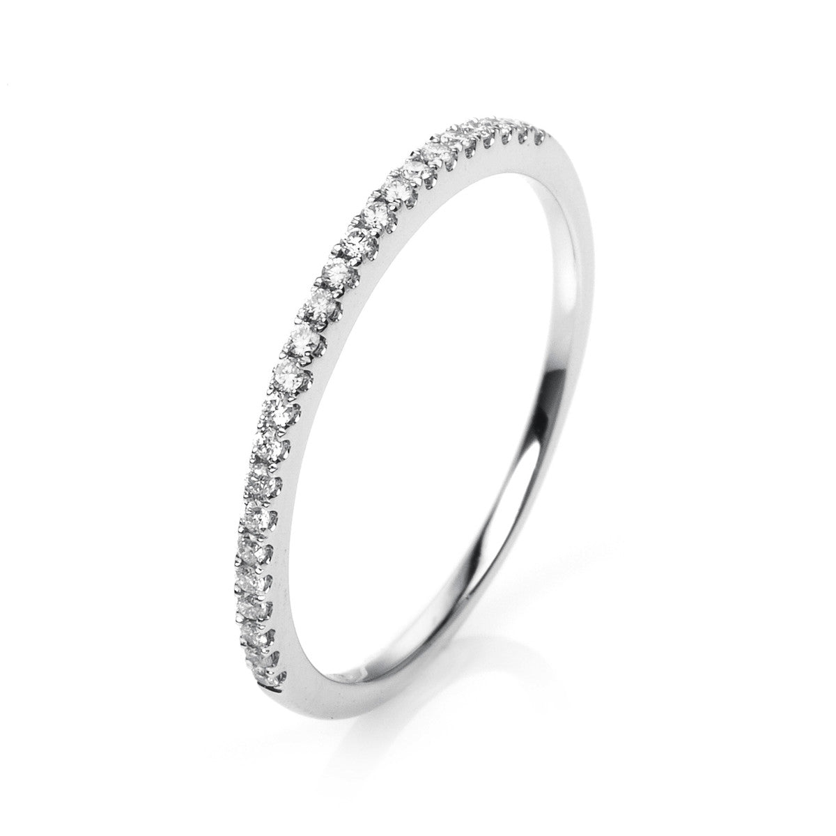 diamond full cut  eternity half ring in white gold