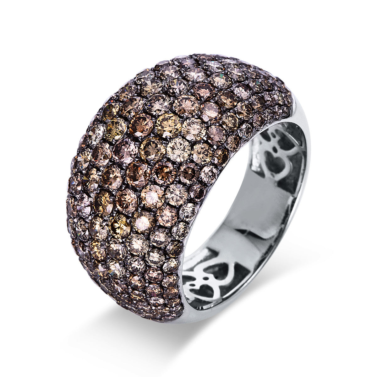 diamond full cut  pavé ring in white gold