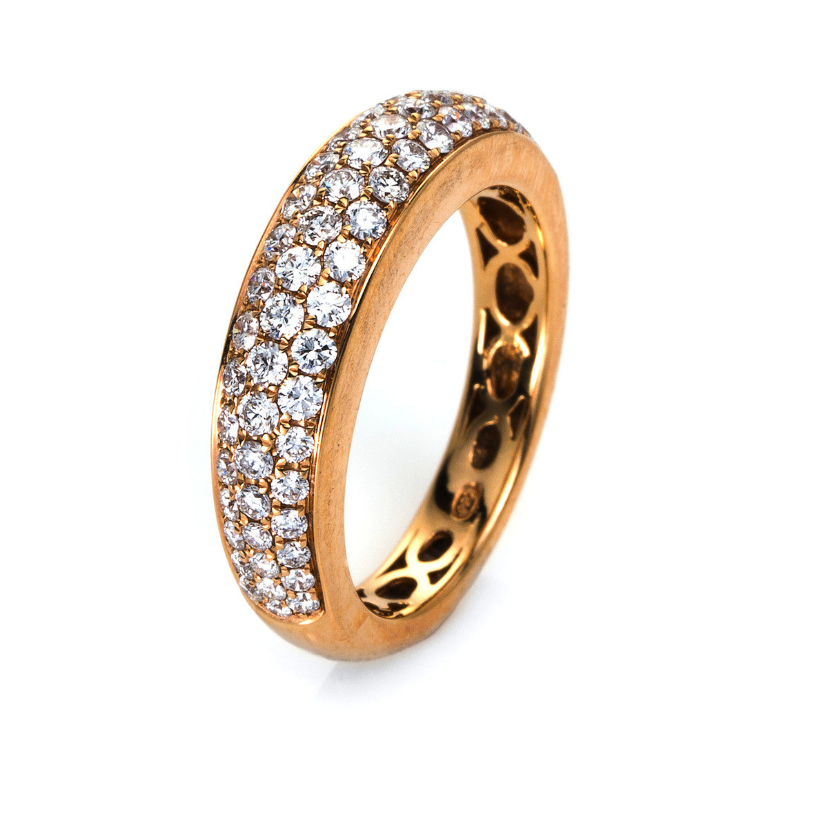 diamond full cut  pavé ring in red gold
