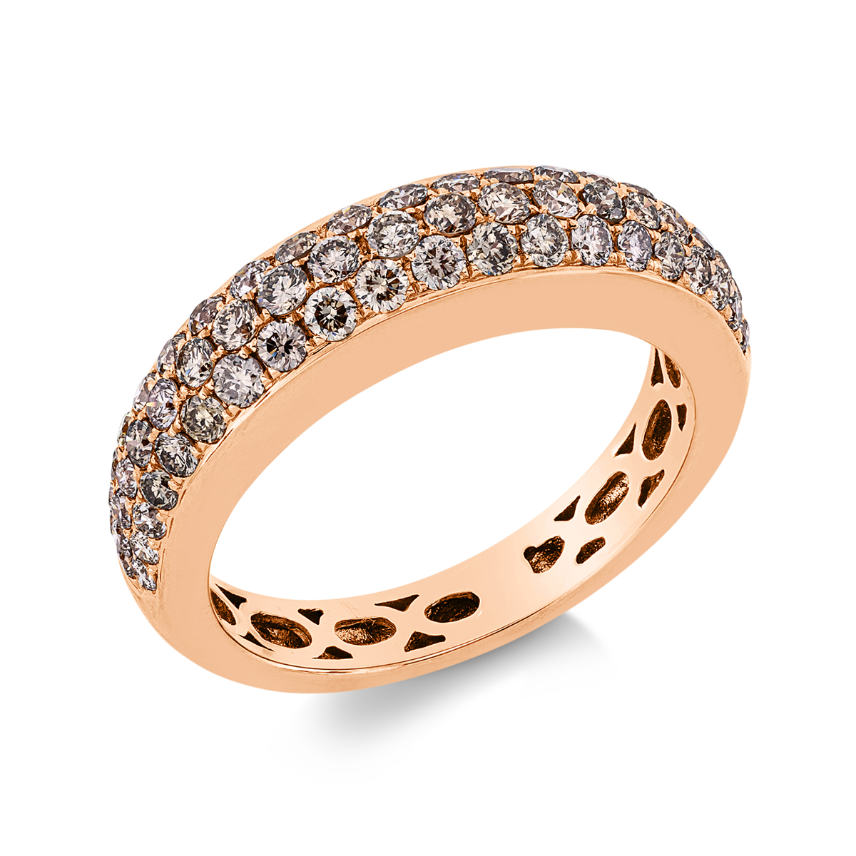 diamond full cut  fancy colored diamond ring in red gold