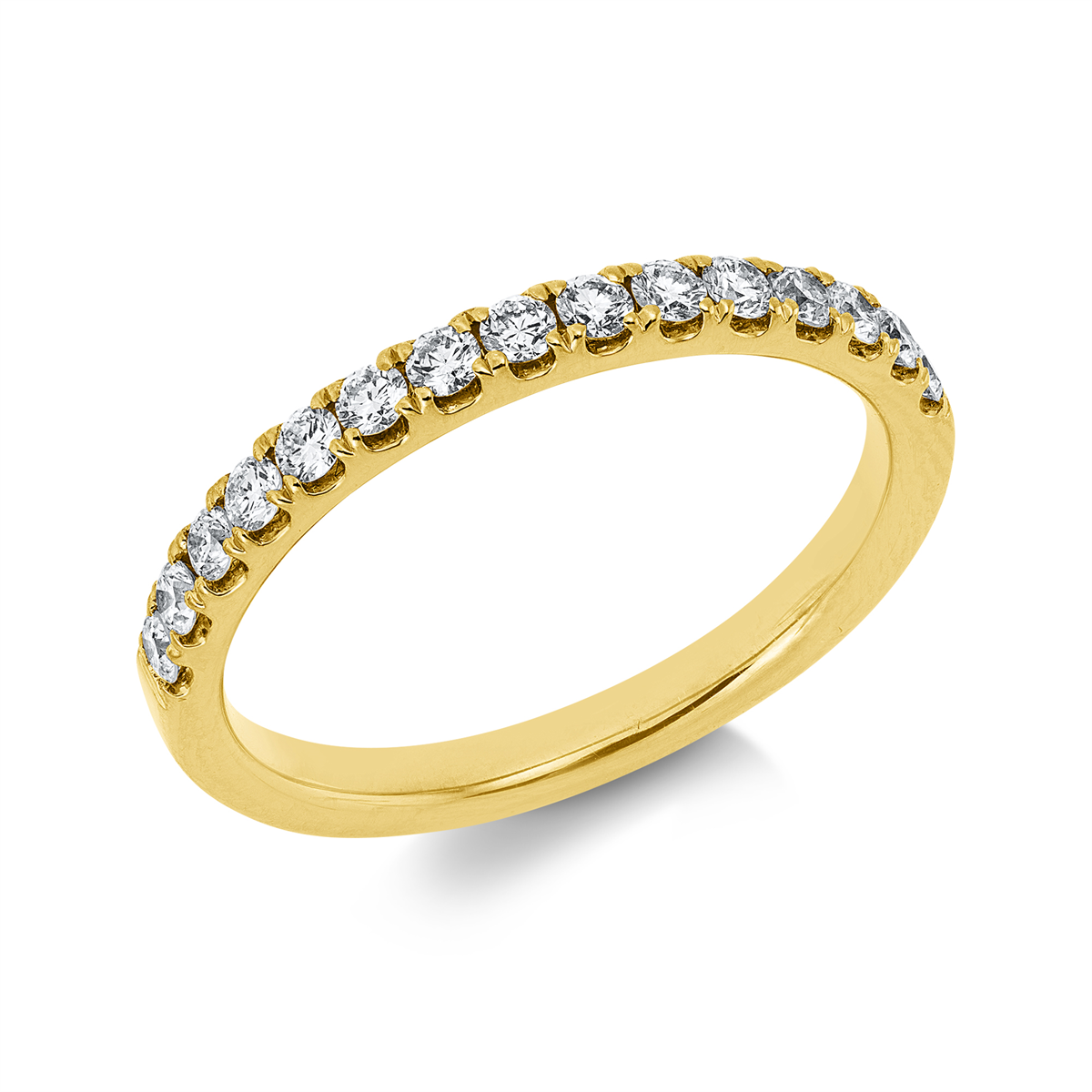 diamond full cut  eternity half ring in yellow gold