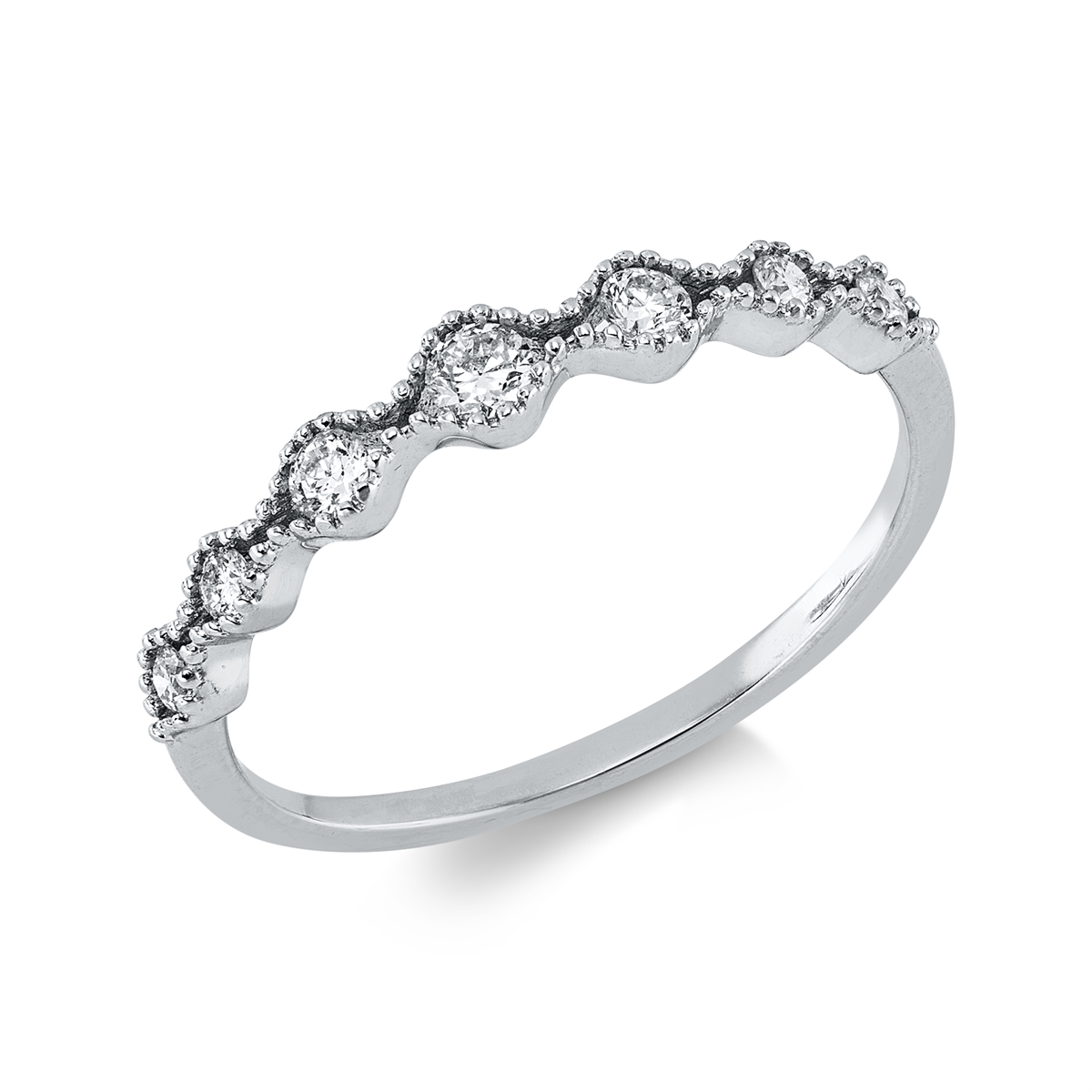 diamond full cut  modern woman ring in white gold
