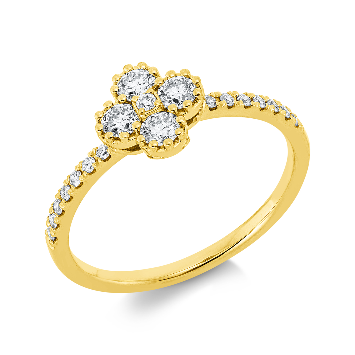 diamond full cut  illusion classic ring in yellow gold