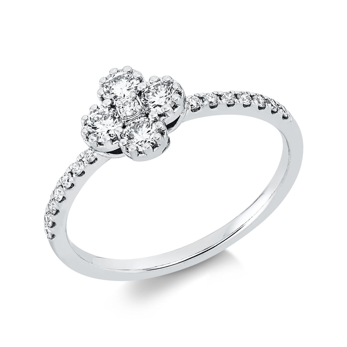 diamond full cut  illusion classic ring in white gold