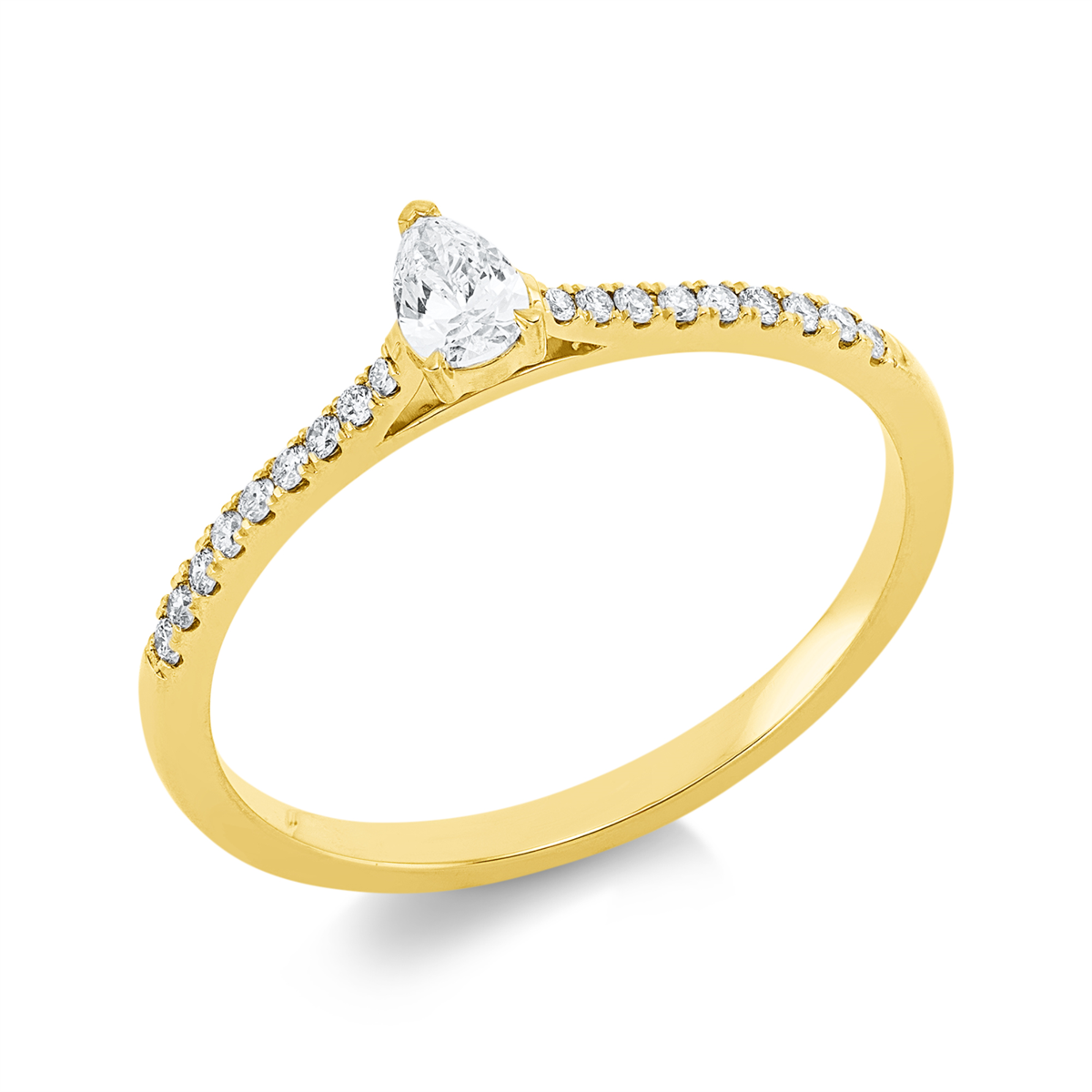 diamond full cut  solitaire with accent stones ring in yellow gold