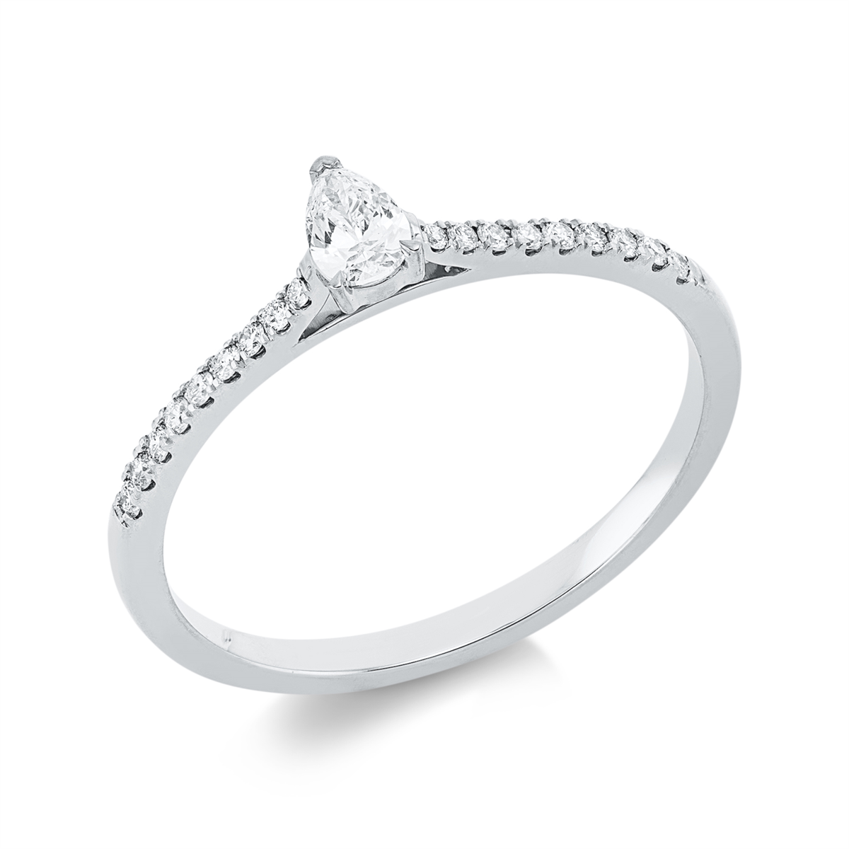 diamond full cut  solitaire with accent stones ring in white gold