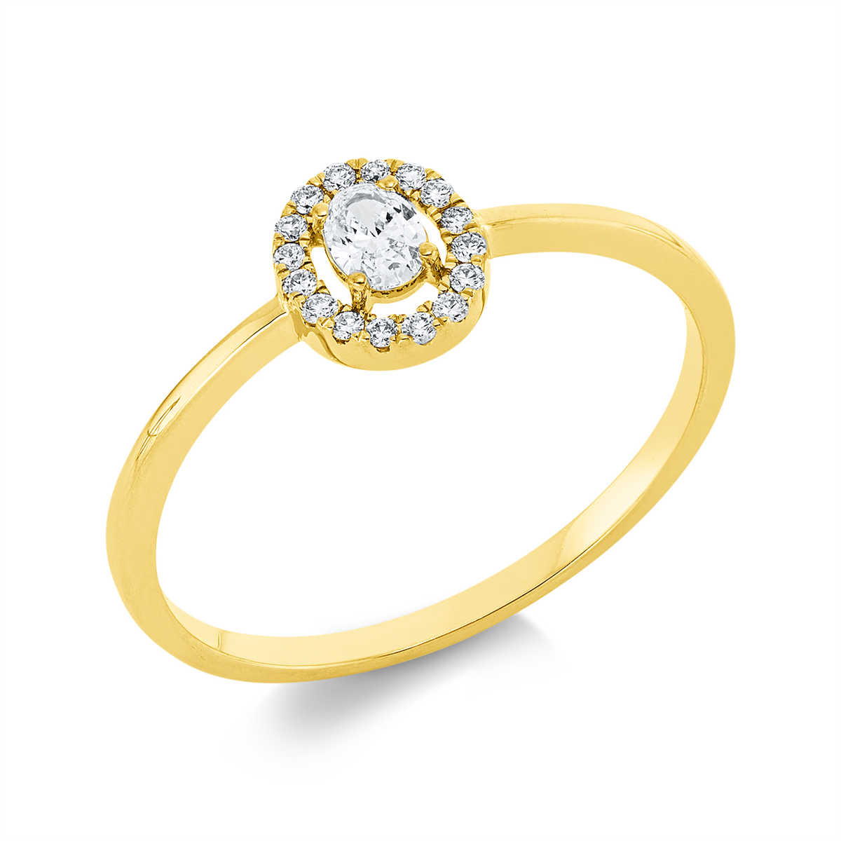 diamond full cut  solitaire with accent stones ring in yellow gold
