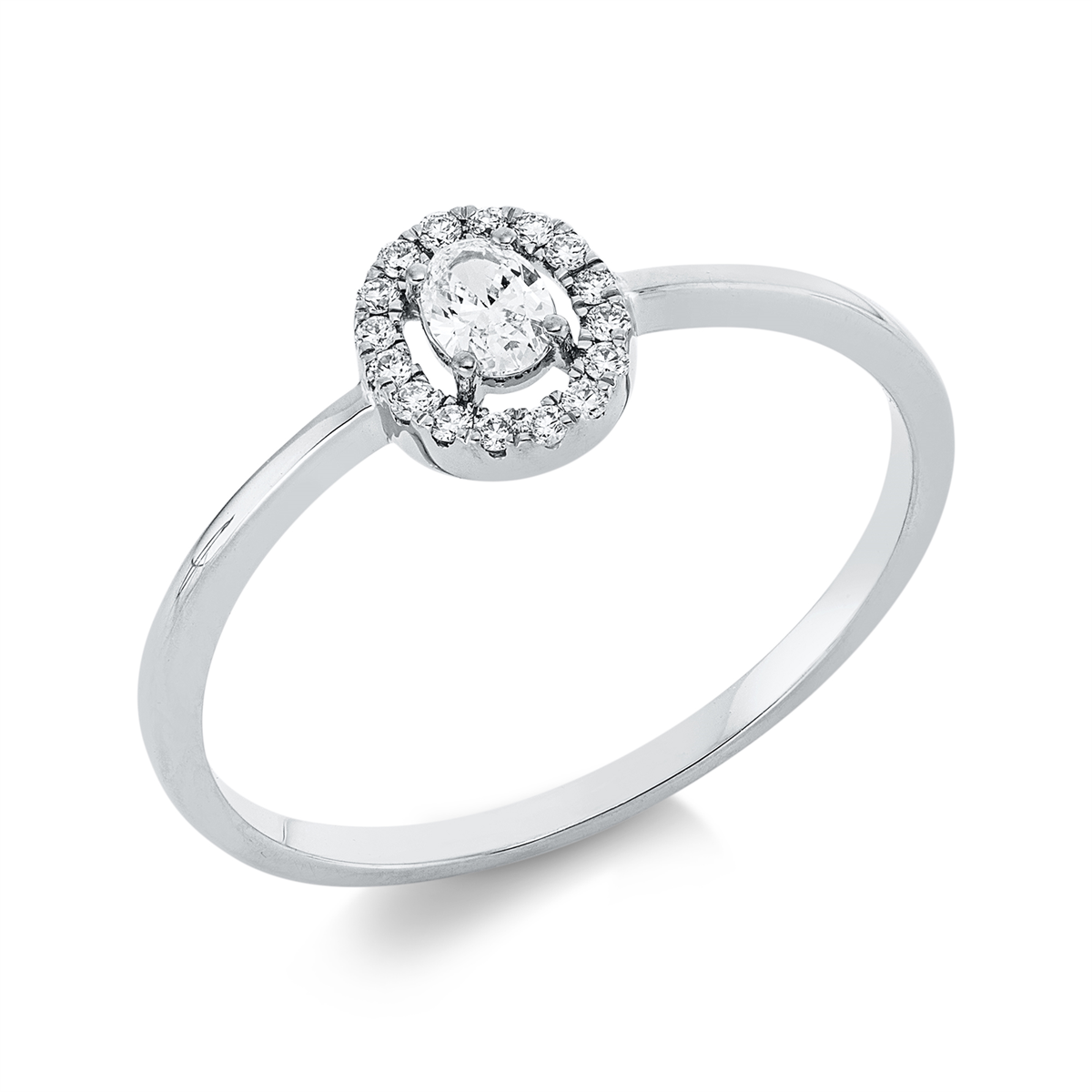 diamond full cut  solitaire with accent stones ring in white gold