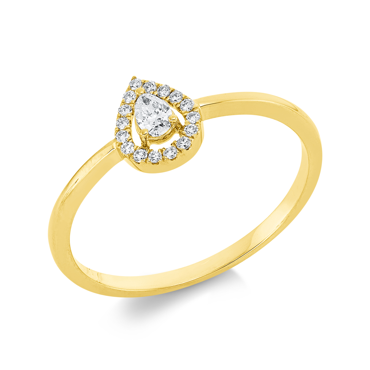 diamond full cut  solitaire with accent stones ring in yellow gold