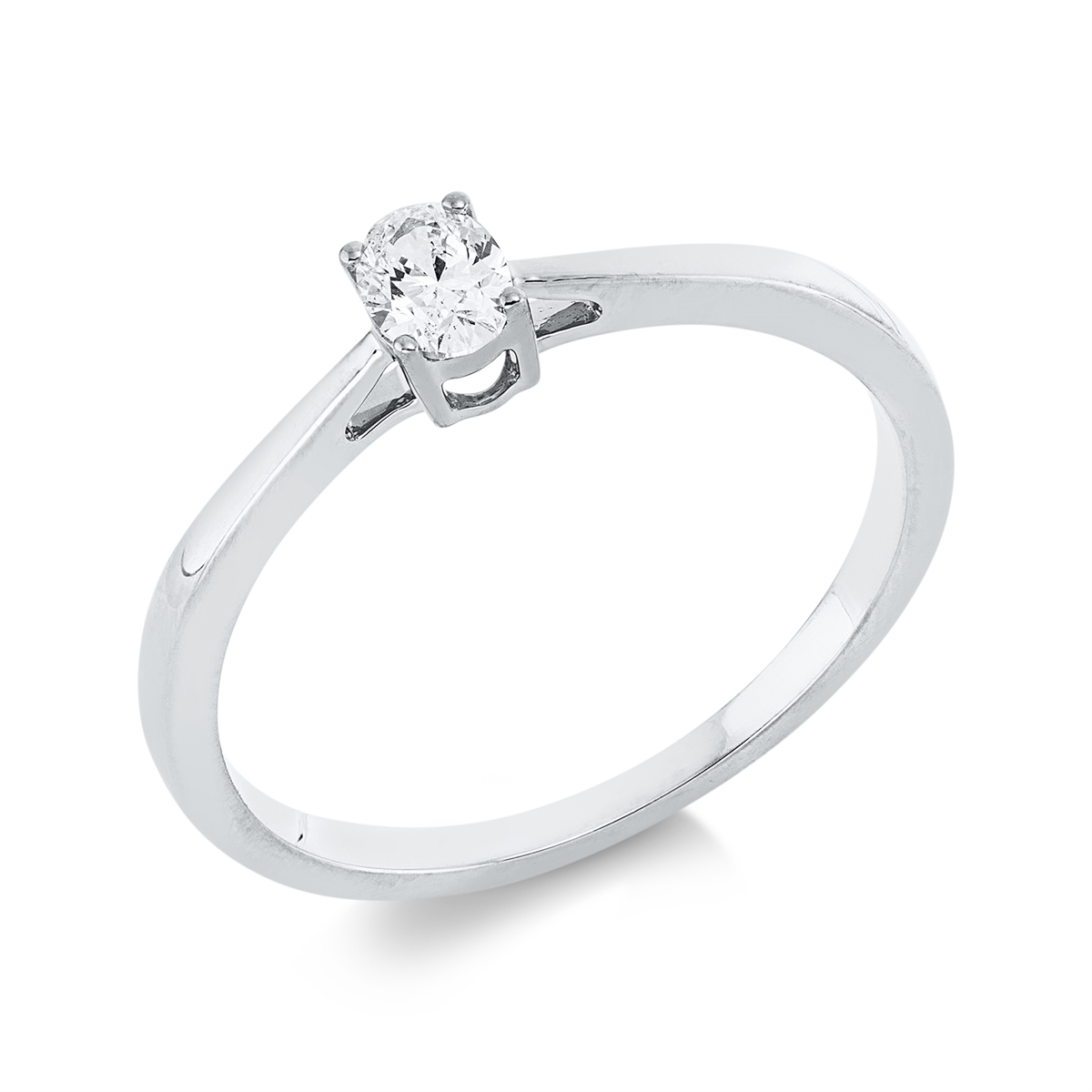 oval  solitaire ring in white gold