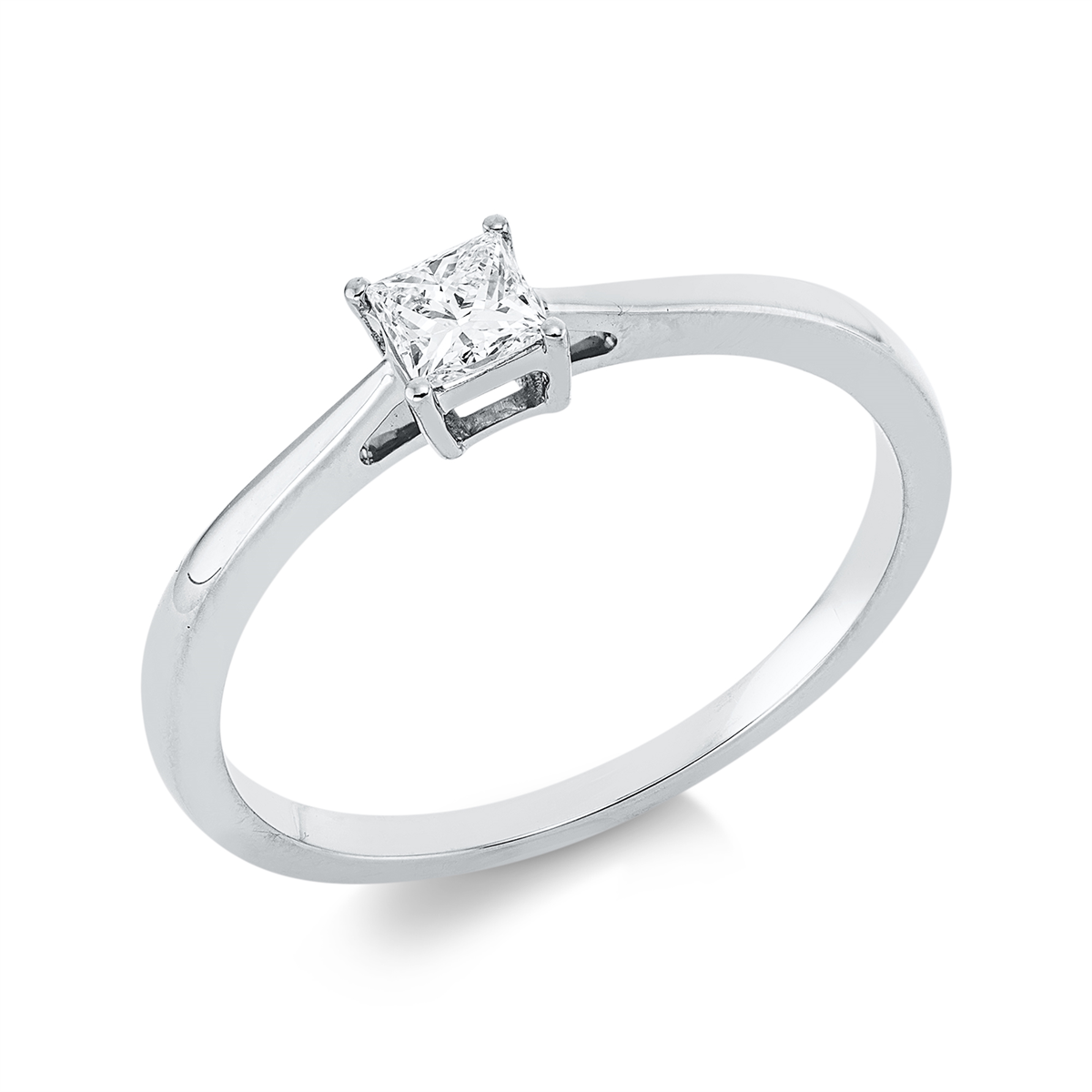 princess  solitaire ring in white gold