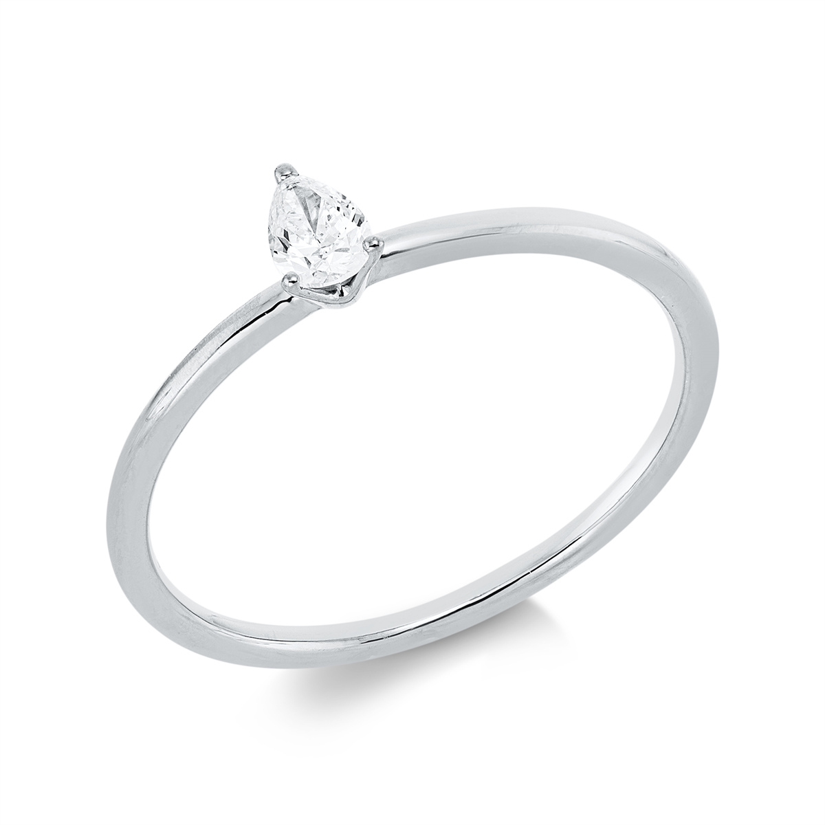 pear shape  solitaire ring in white gold