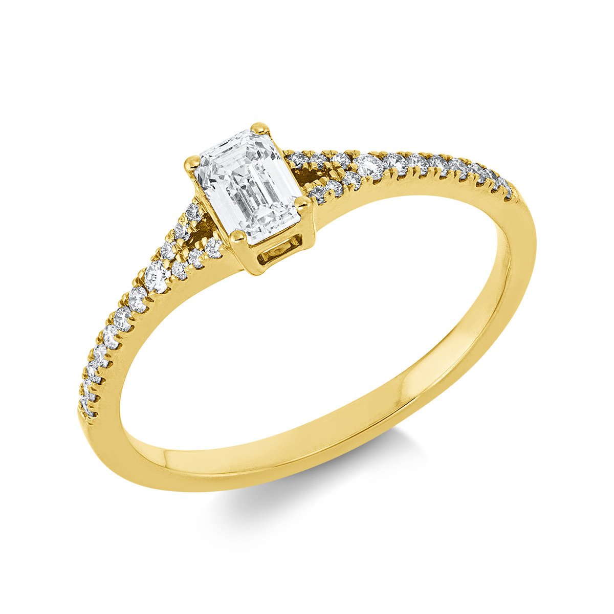 diamond full cut  solitaire with accent stones ring in yellow gold