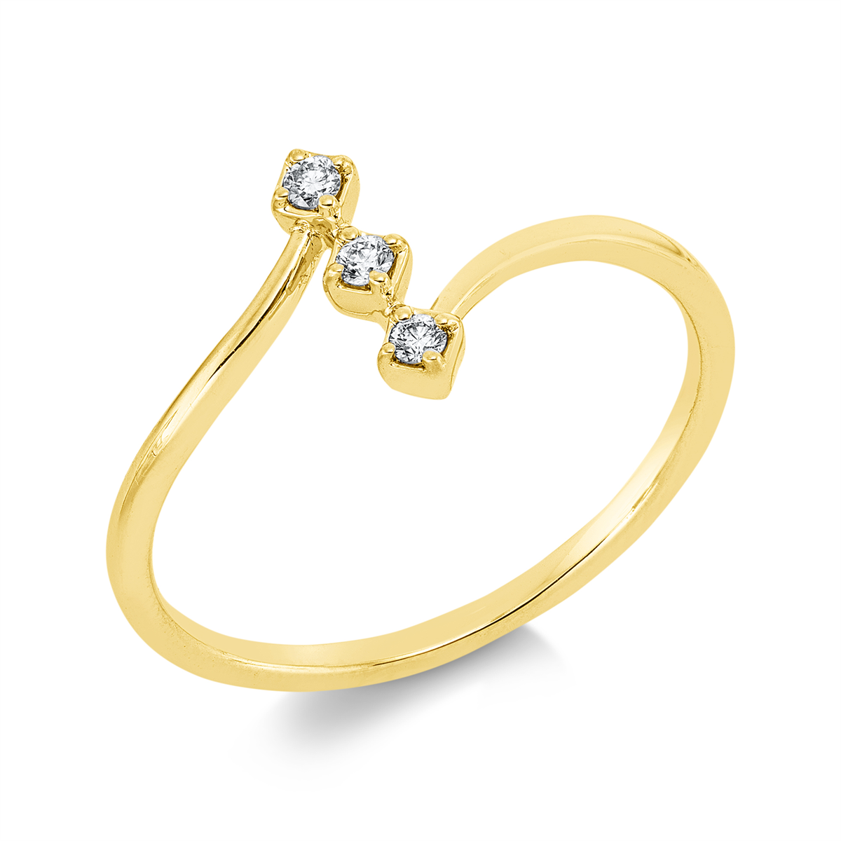 diamond full cut  modern woman ring in yellow gold