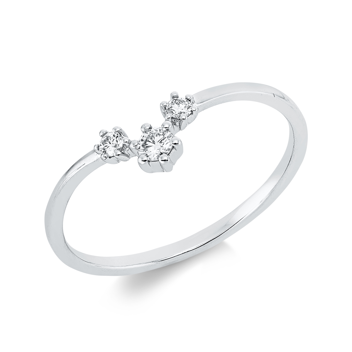 diamond full cut  modern woman ring in white gold