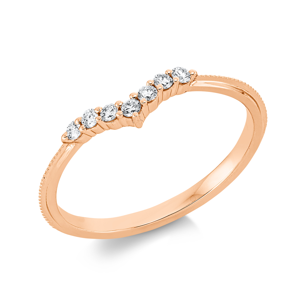 diamond full cut  modern woman ring in red gold