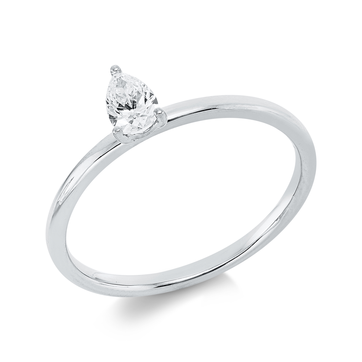 pear shape  solitaire ring in white gold