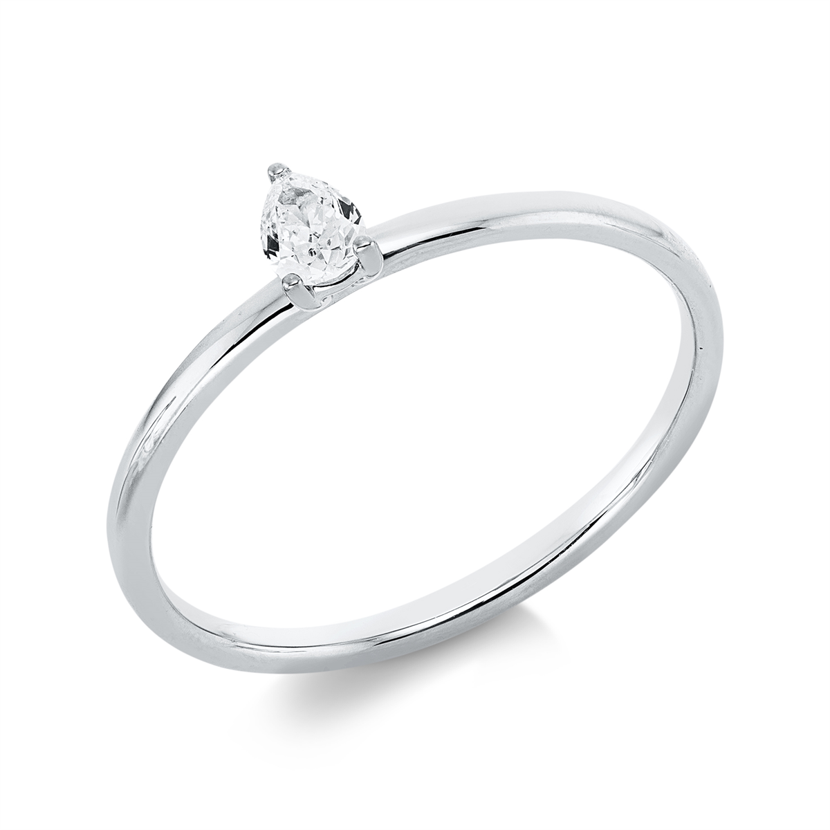 pear shape  solitaire ring in white gold