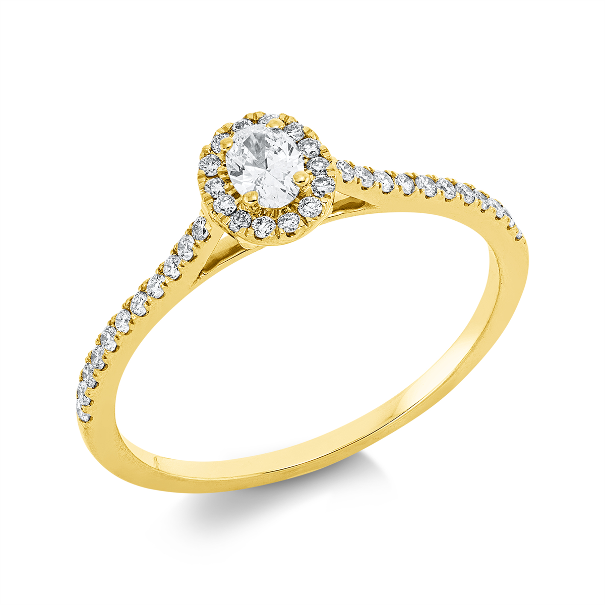 diamond full cut  solitaire with accent stones ring in yellow gold