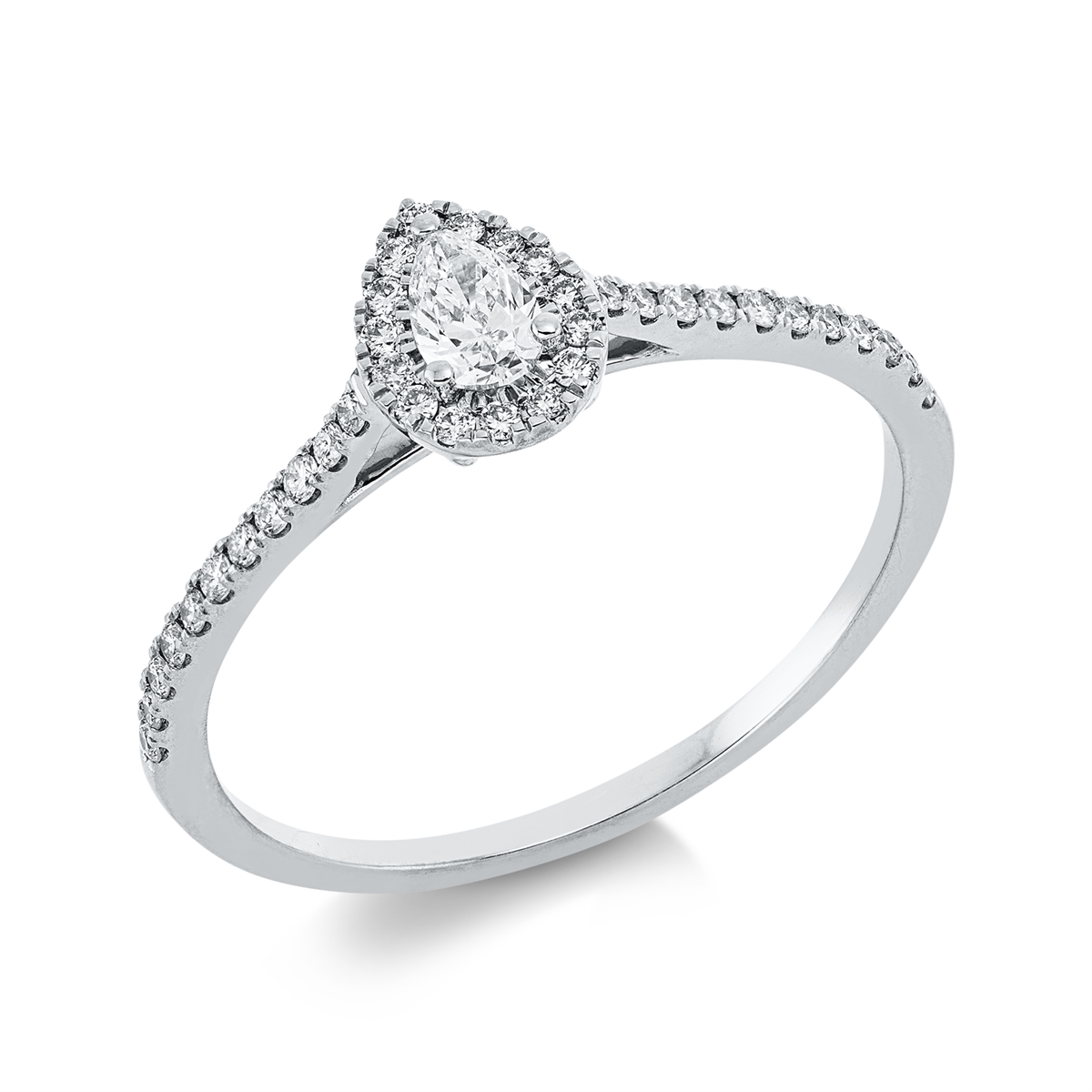 diamond full cut  solitaire with accent stones ring in white gold