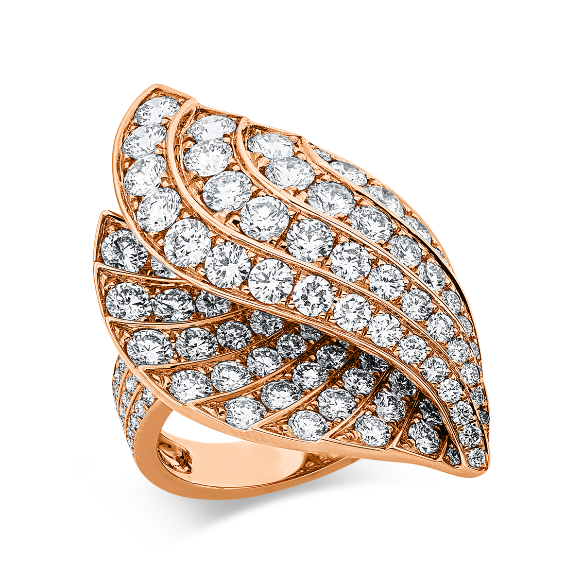 diamond full cut  pavé ring in red gold