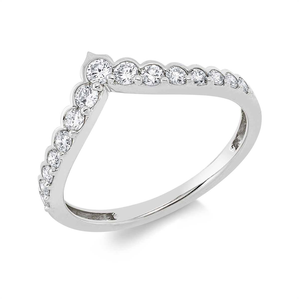 diamond full cut  modern woman ring in white gold