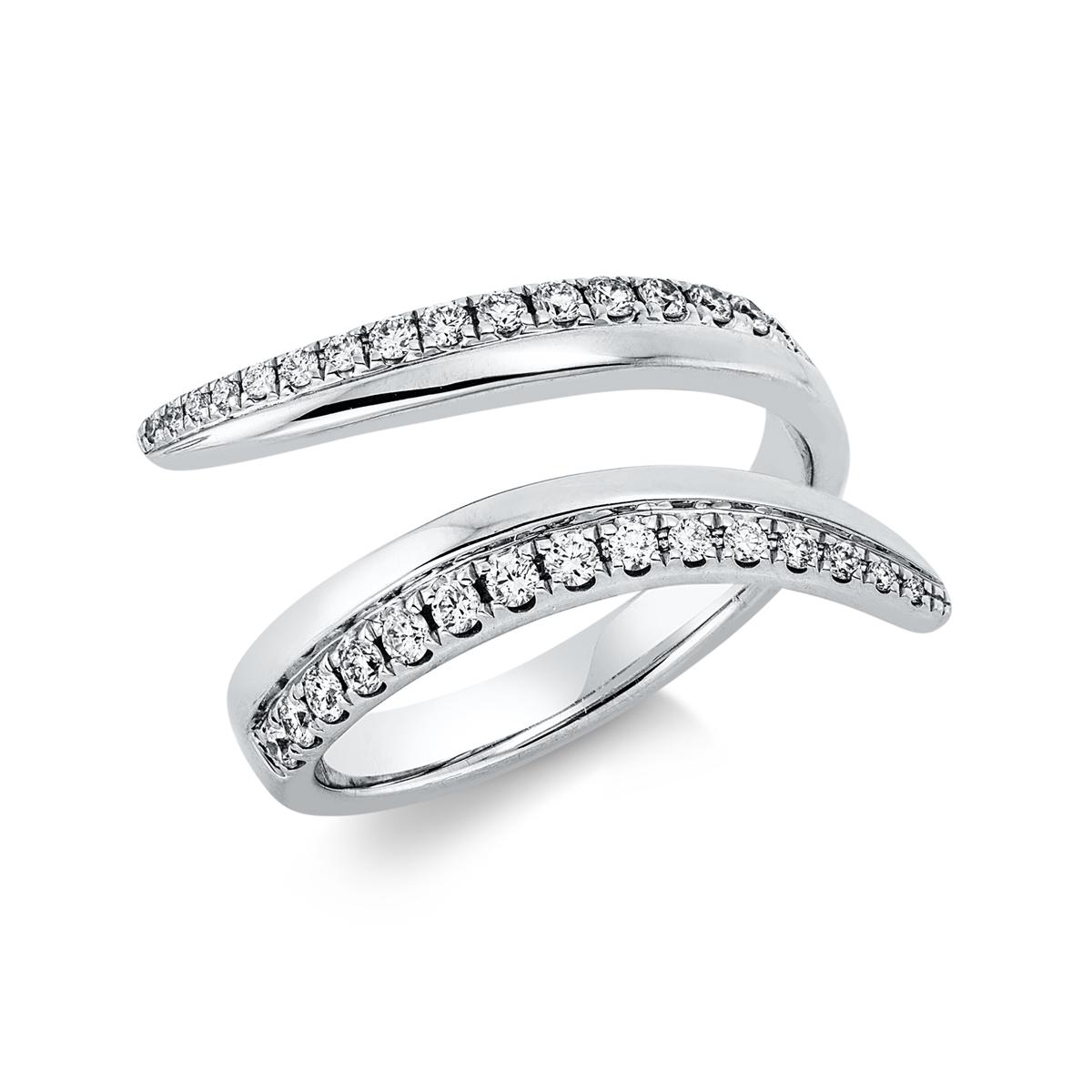 diamond full cut  modern woman ring in white gold
