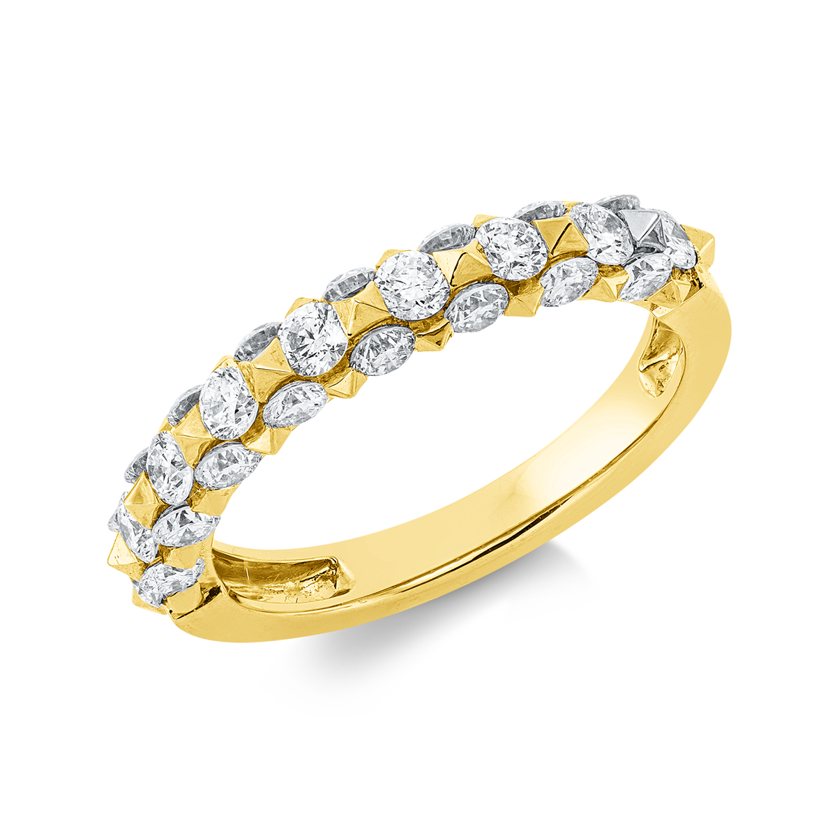 diamond full cut  modern woman ring in yellow gold