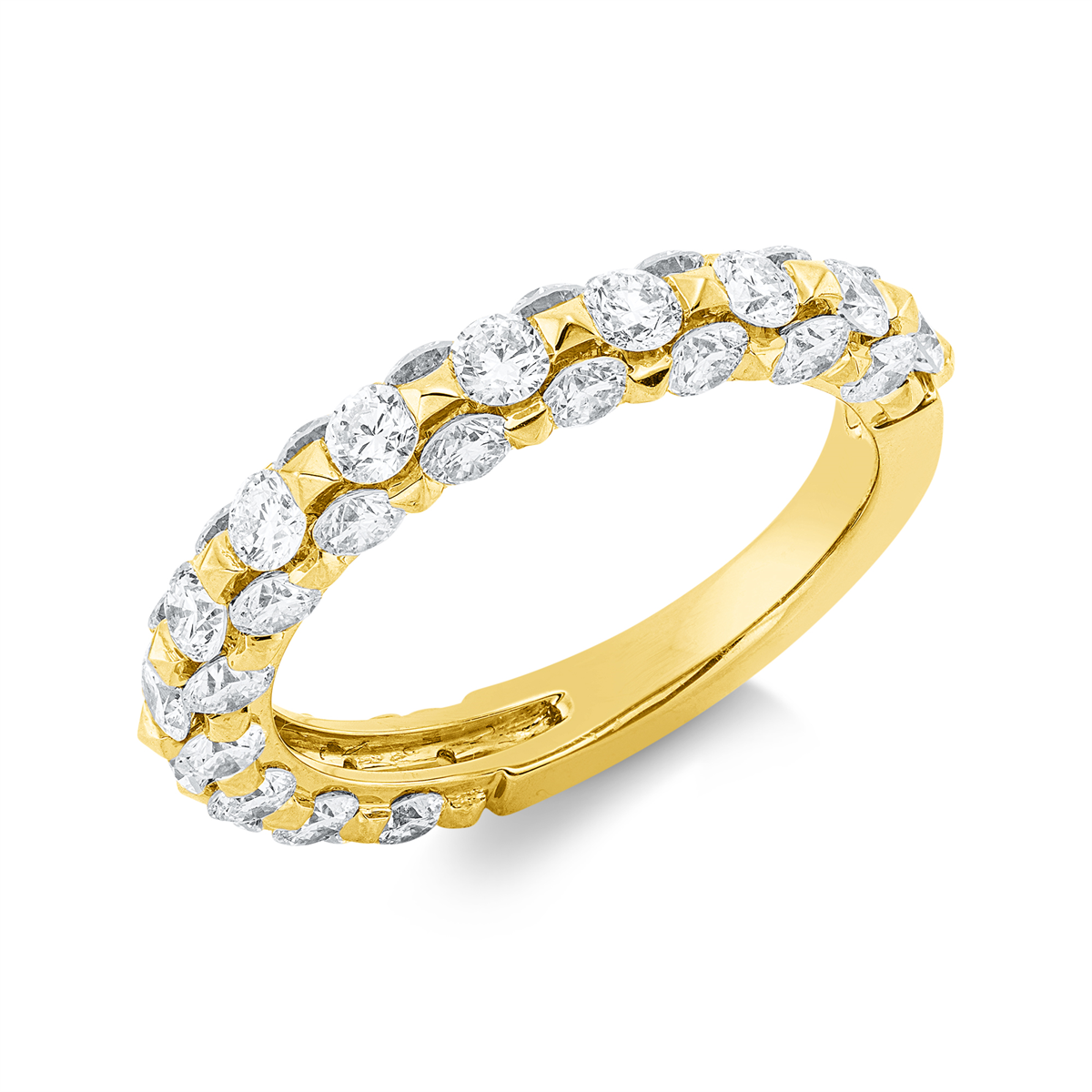 diamond full cut  modern woman ring in yellow gold
