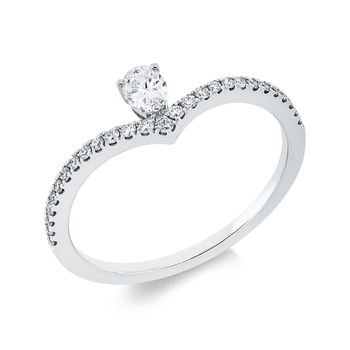 diamond full cut  modern woman ring in white gold