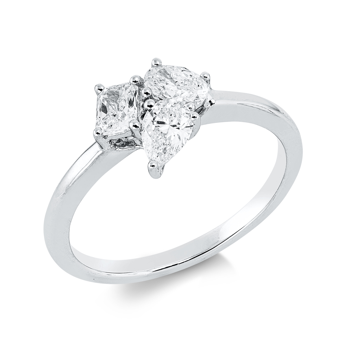 fantasy-cut  modern woman ring in white gold
