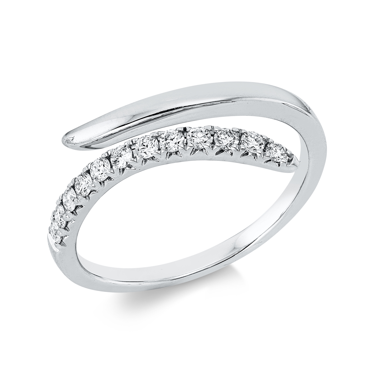 diamond full cut  modern woman ring in white gold