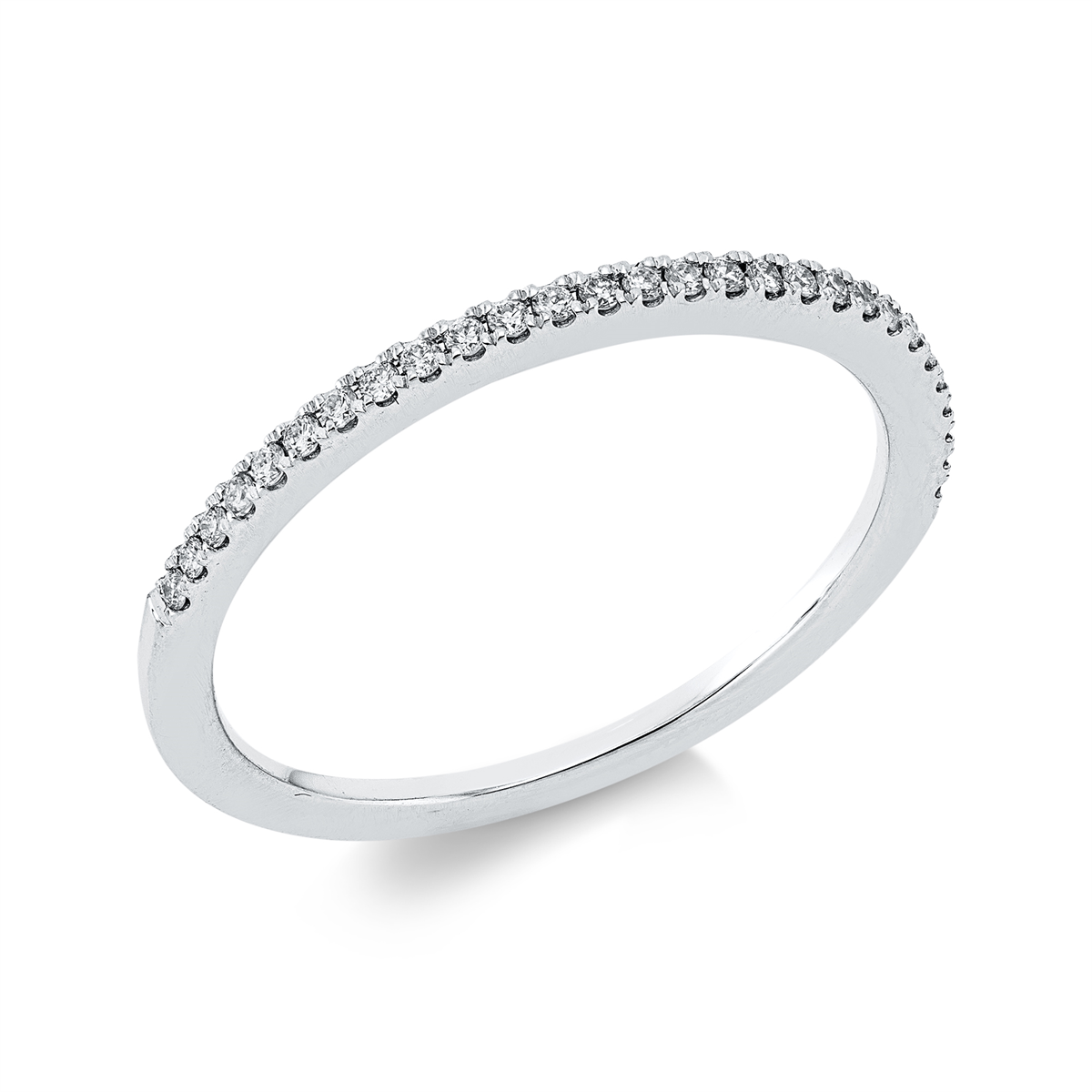 diamond full cut  eternity half ring in white gold