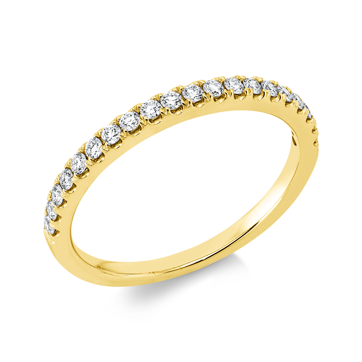 diamond full cut  eternity half ring in yellow gold