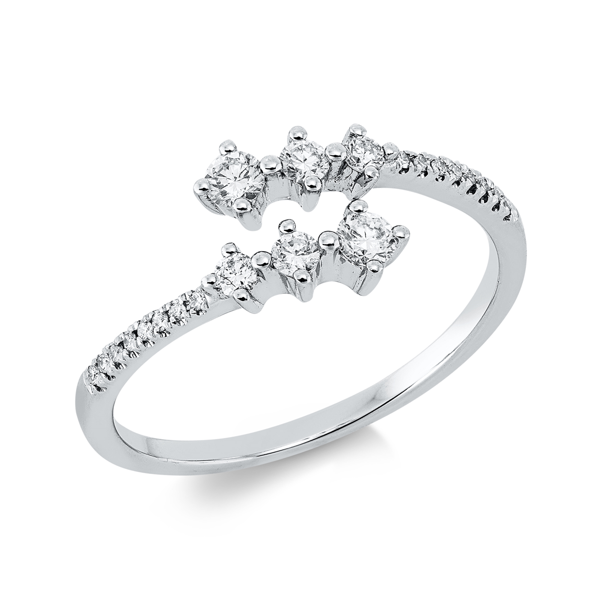 diamond full cut  modern woman ring in white gold