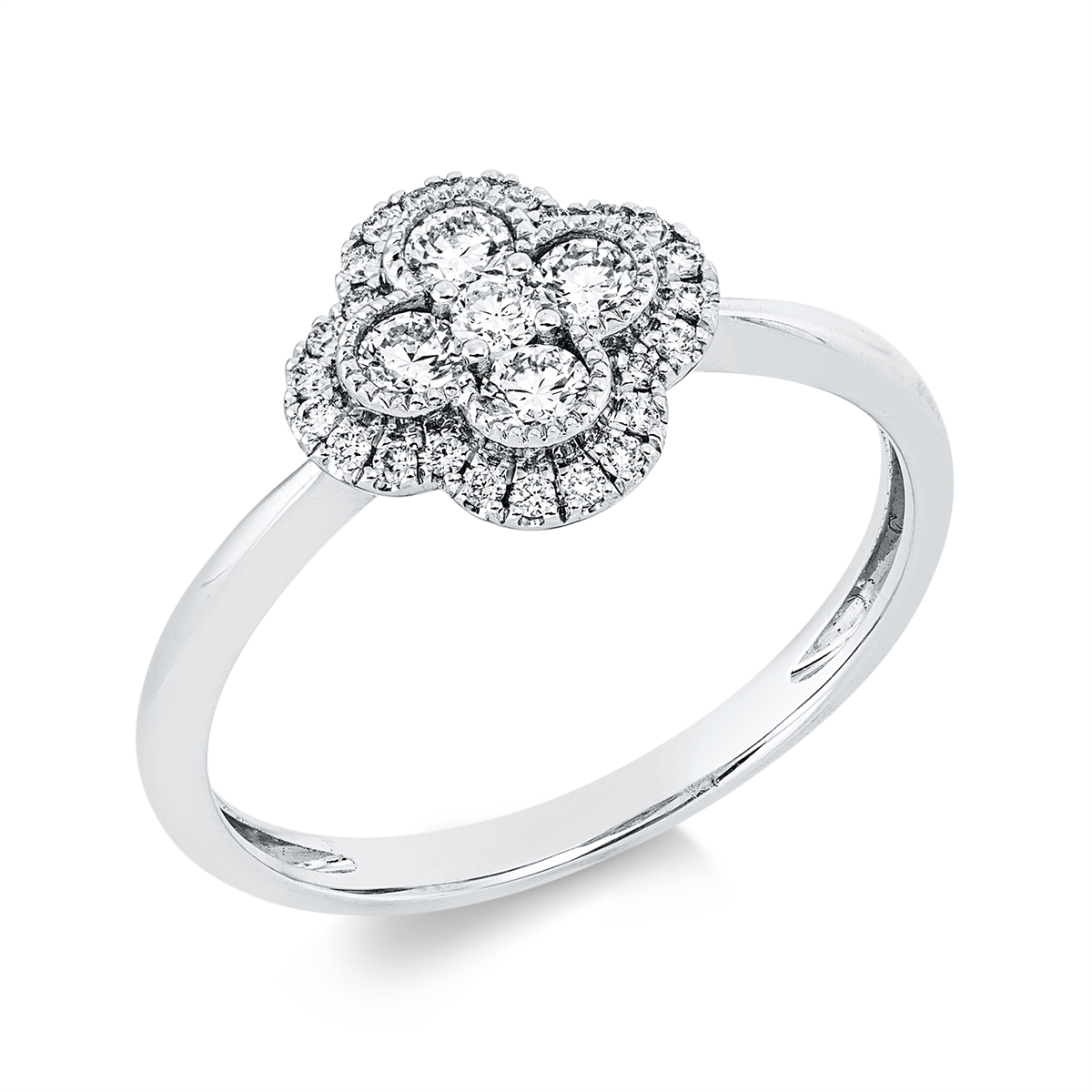 diamond full cut  modern woman ring in white gold