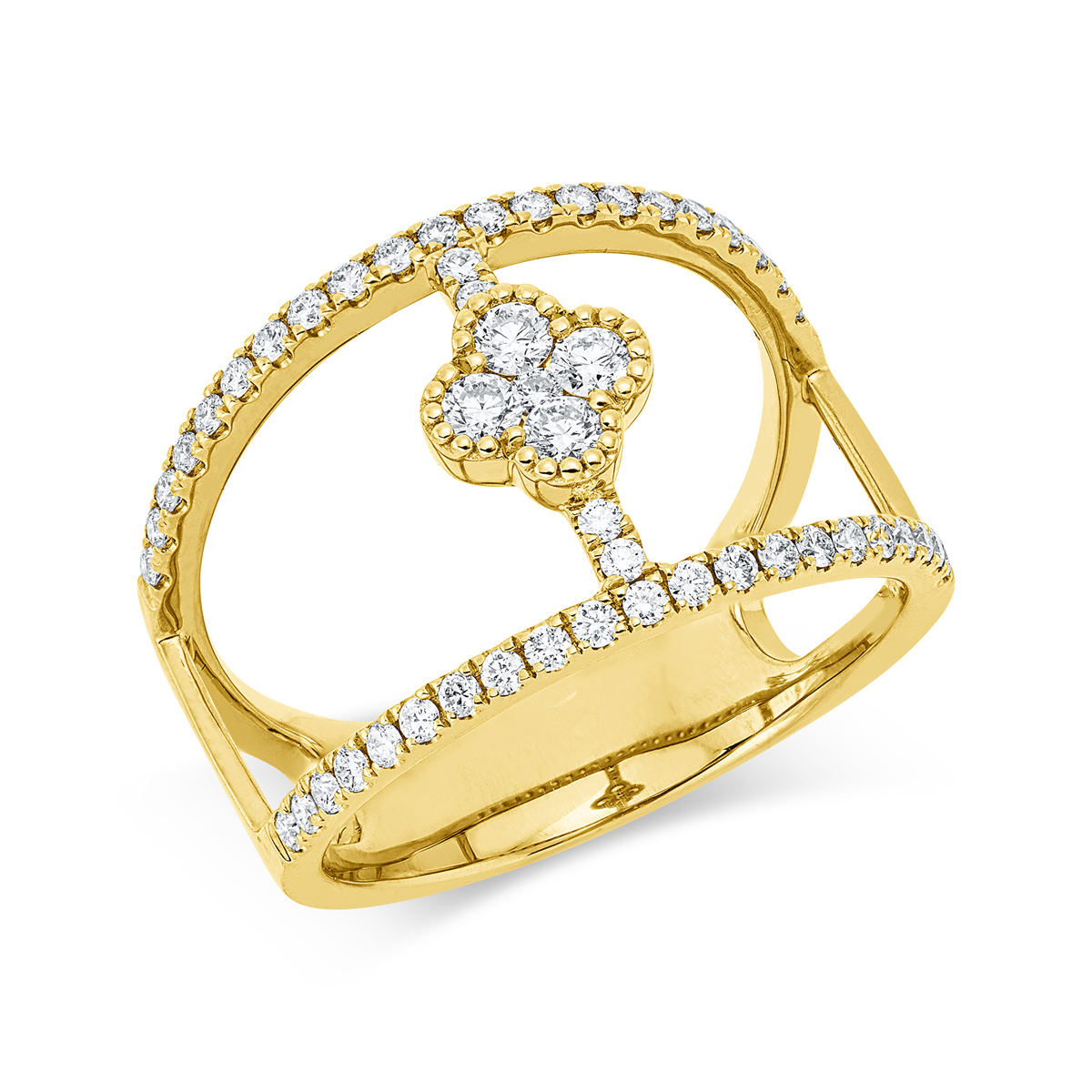 diamond full cut  modern woman ring in yellow gold