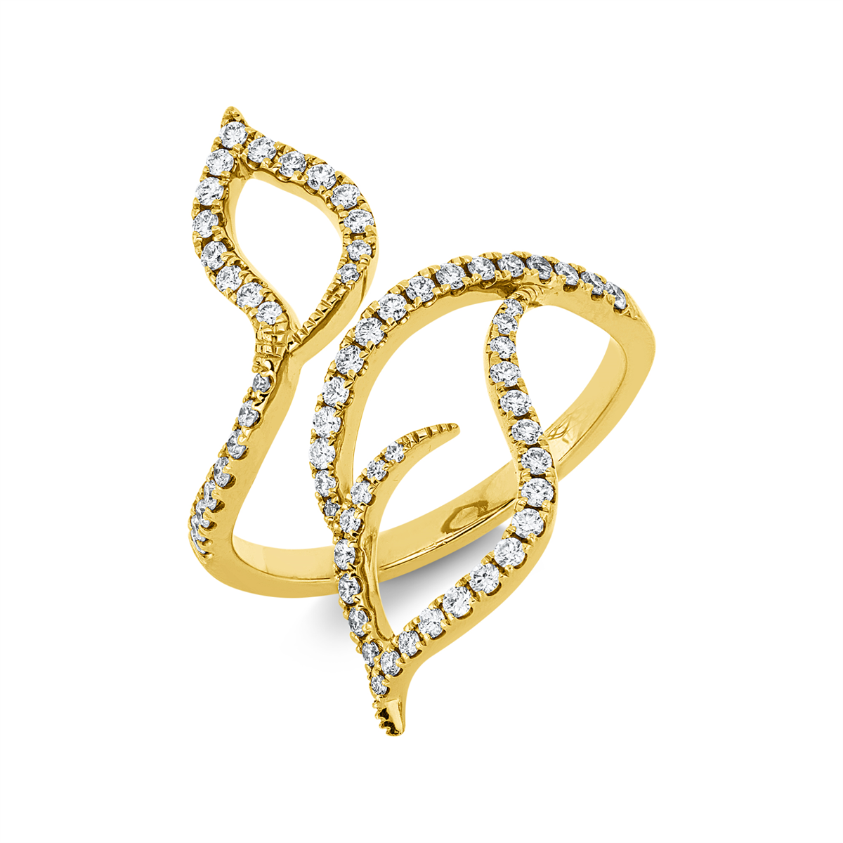 diamond full cut  modern woman ring in yellow gold