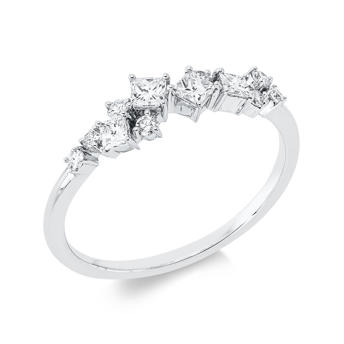 diamond full cut  baguette ring in white gold