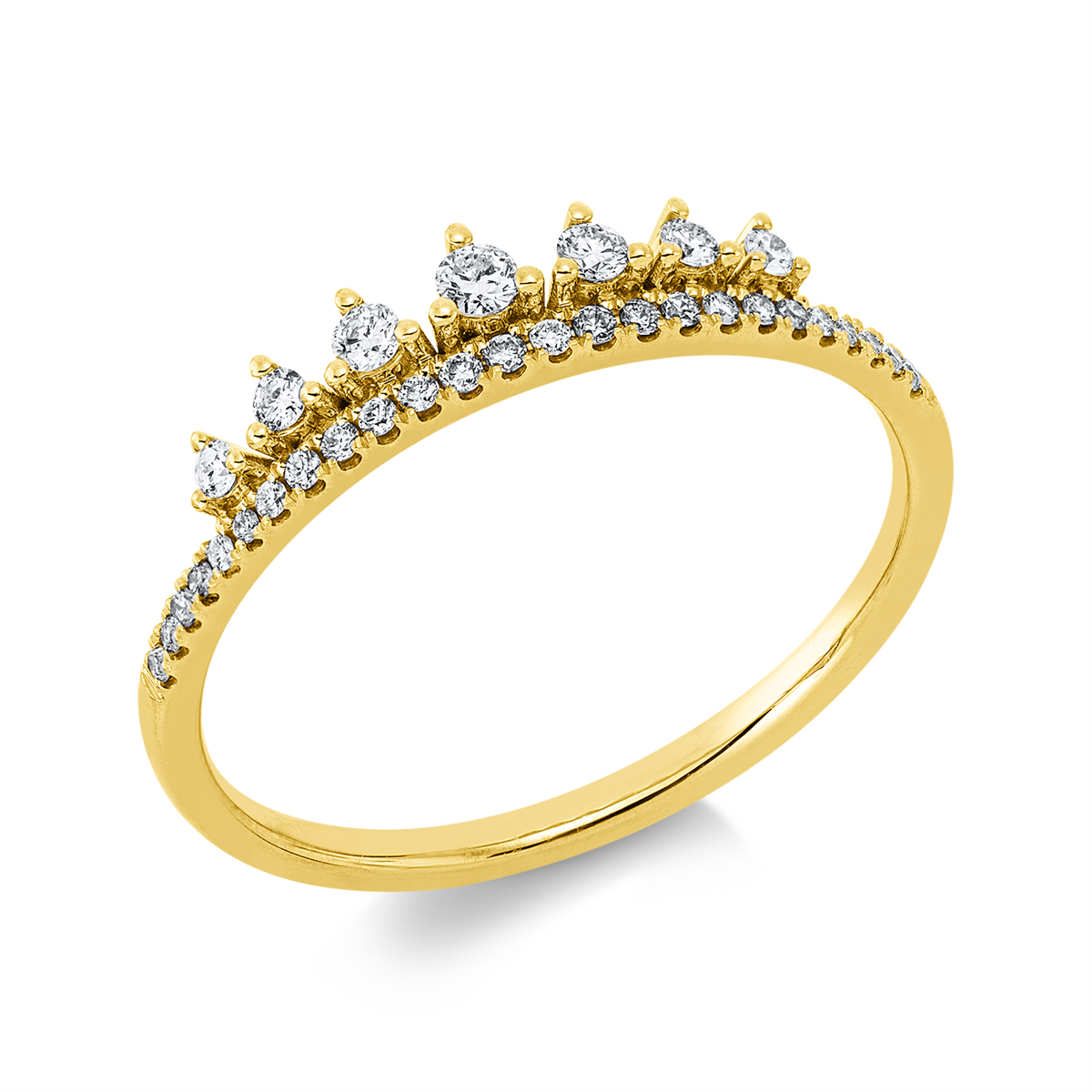 diamond full cut  modern woman ring in yellow gold