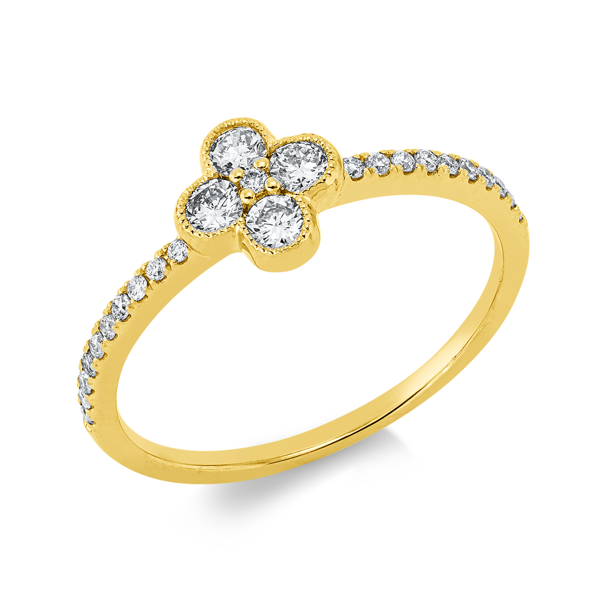 diamond full cut  modern woman ring in yellow gold