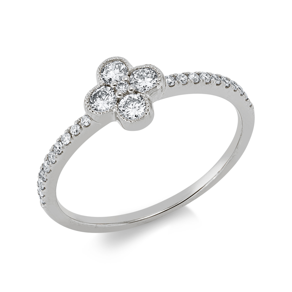 diamond full cut  modern woman ring in white gold
