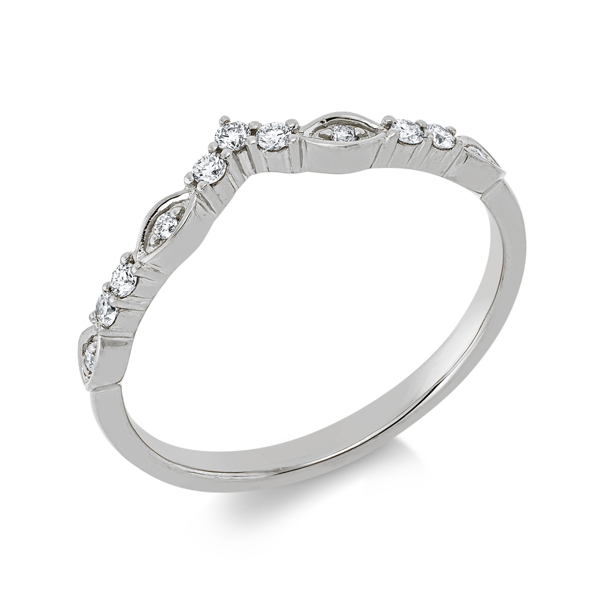 diamond full cut  modern woman ring in white gold