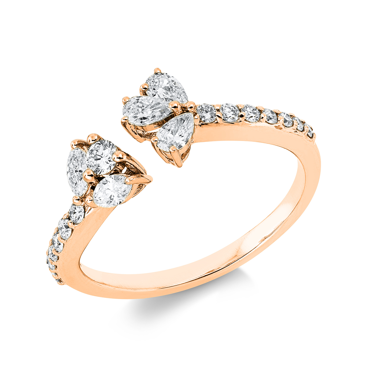 diamond full cut  modern woman ring in red gold