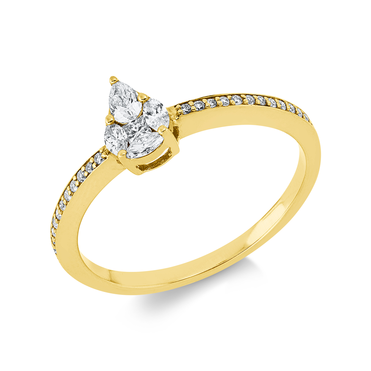 diamond full cut  illusion classic ring in yellow gold