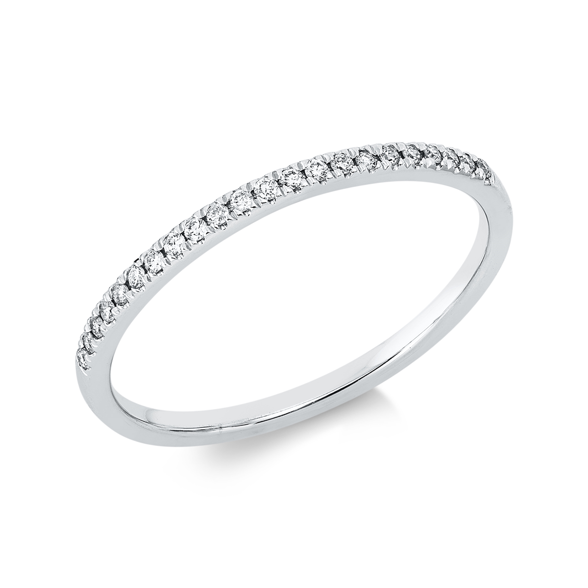 diamond full cut  eternity half ring in white gold